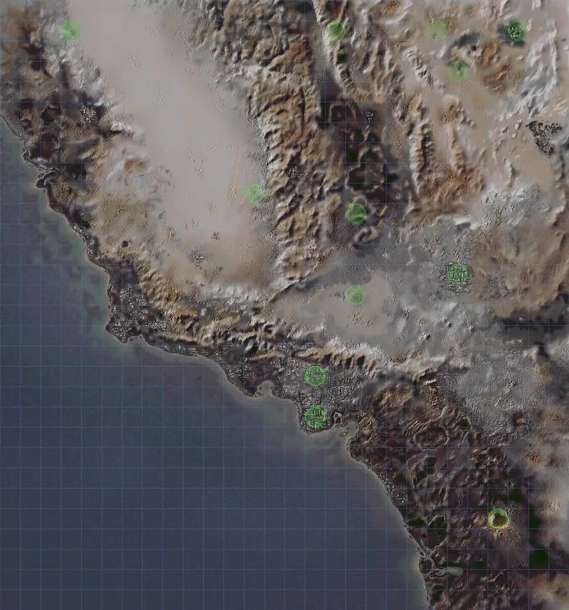Mapa del yermo de Fallout.
